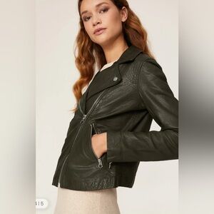 Madewell Dark Green Leather Moto Jacket